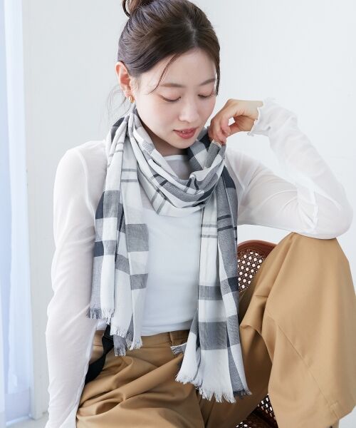 le.coeur blanc / ルクールブラン マフラー・ショール・スヌード・ストール | 《手洗い可能》チェックストール | 詳細3
