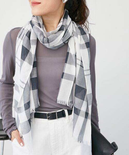 le.coeur blanc / ルクールブラン マフラー・ショール・スヌード・ストール | 《手洗い可能》チェックストール | 詳細4