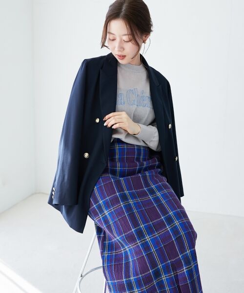 le. coeur blanc/ルクールブラン ダブルブレストジャケット ネイビー 38 le. coeur blanc/ルクールブラン ダブルブレストジャケット ネイビー 38
