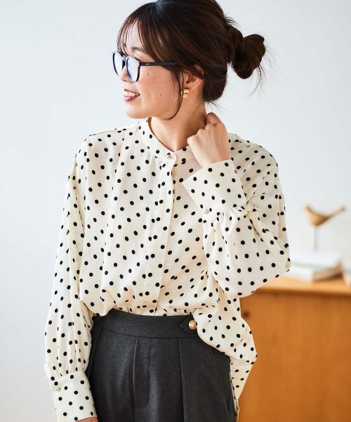 le. coeur blanc/ルクールブラン ドットバンドカラータックブラウス アイボリー柄 38 le. coeur blanc/ルクールブラン ドットバンドカラータックブラウス アイボリー柄 38