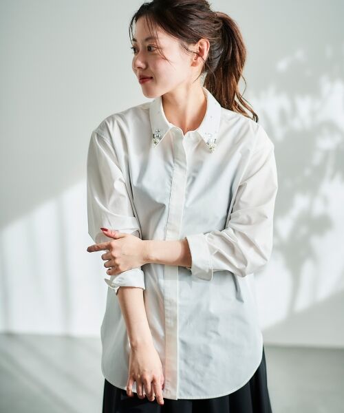 le.coeur blanc / ルクールブラン シャツ・ブラウス | 《手洗い可能》ビジューカラーシャツ | 詳細15
