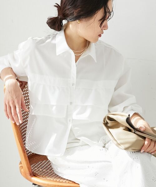 le. coeur blanc/ルクールブラン ティアードフリルシャツ オフ 38 le. coeur blanc/ルクールブラン ティアードフリルシャツ オフ 38