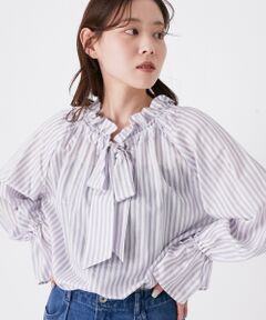 le.coeur blanc / ルクールブラン シャツ・ブラウス | ゴールドラメストライプリボンブラウス