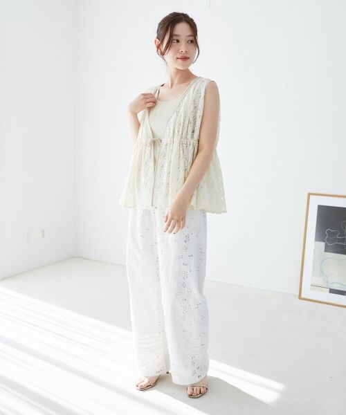 le.coeur blanc / ルクールブラン ベスト | 《手洗い可能》フラワーレースジレベスト | 詳細12