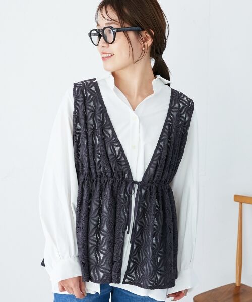 le.coeur blanc / ルクールブラン ベスト | 《手洗い可能》フラワーレースジレベスト | 詳細25