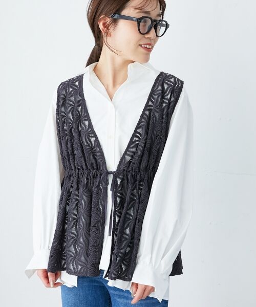 le.coeur blanc / ルクールブラン ベスト | 《手洗い可能》フラワーレースジレベスト | 詳細26