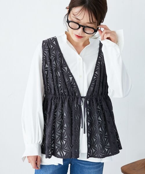 le.coeur blanc / ルクールブラン ベスト | 《手洗い可能》フラワーレースジレベスト | 詳細27