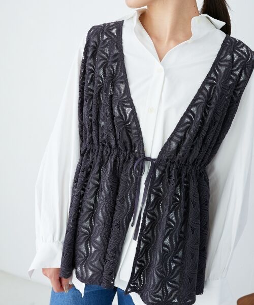 le.coeur blanc / ルクールブラン ベスト | 《手洗い可能》フラワーレースジレベスト | 詳細29