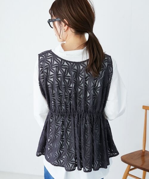 le.coeur blanc / ルクールブラン ベスト | 《手洗い可能》フラワーレースジレベスト | 詳細30