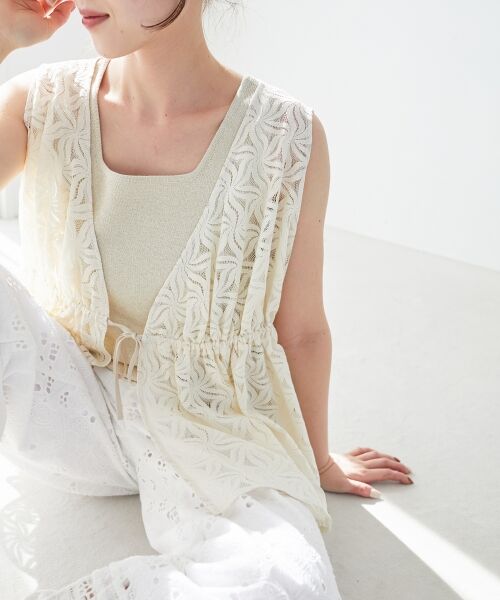 le.coeur blanc / ルクールブラン ベスト | 《手洗い可能》フラワーレースジレベスト | 詳細6