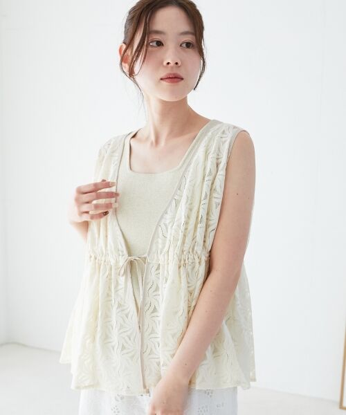 le.coeur blanc / ルクールブラン ベスト | 《手洗い可能》フラワーレースジレベスト | 詳細8