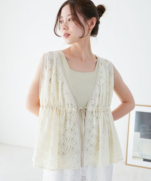 le.coeur blanc / ルクールブラン ベスト | 《手洗い可能》フラワーレースジレベスト | 詳細9