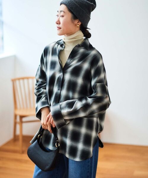 le.coeur blanc / ルクールブラン シャツ・ブラウス | 《手洗い可能》オンブレチェックオーバーシャツ | 詳細10
