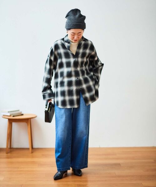 セール】 《手洗い可能》オンブレチェックオーバーシャツ