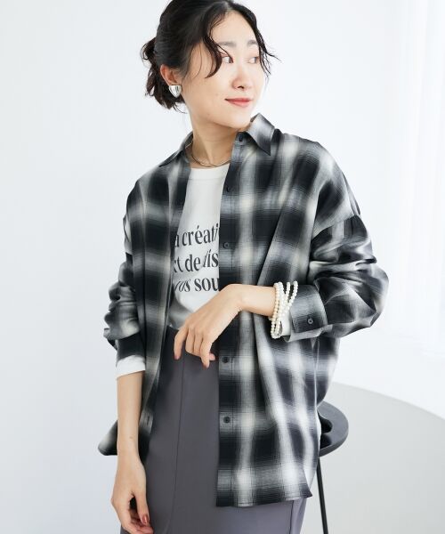 le.coeur blanc / ルクールブラン シャツ・ブラウス | 《手洗い可能》オンブレチェックオーバーシャツ | 詳細2