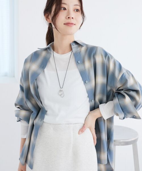le.coeur blanc / ルクールブラン シャツ・ブラウス | 《手洗い可能》オンブレチェックオーバーシャツ | 詳細24