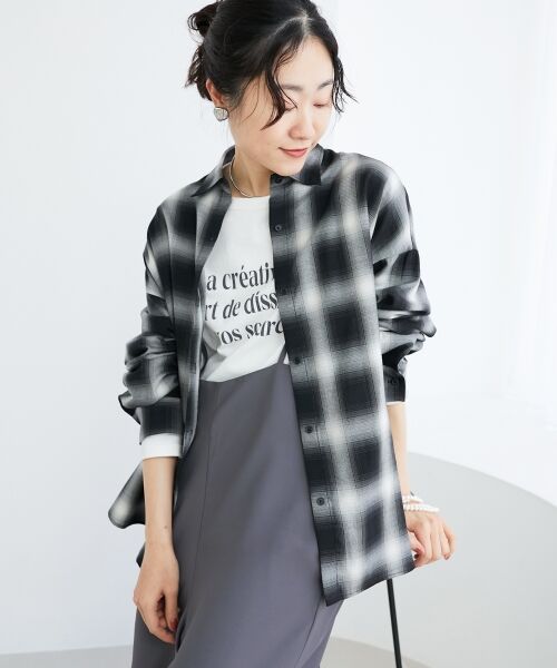 le.coeur blanc / ルクールブラン シャツ・ブラウス | 《手洗い可能》オンブレチェックオーバーシャツ | 詳細3
