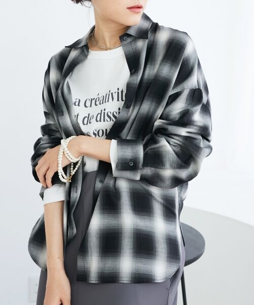 le.coeur blanc / ルクールブラン シャツ・ブラウス | 《手洗い可能》オンブレチェックオーバーシャツ | 詳細6