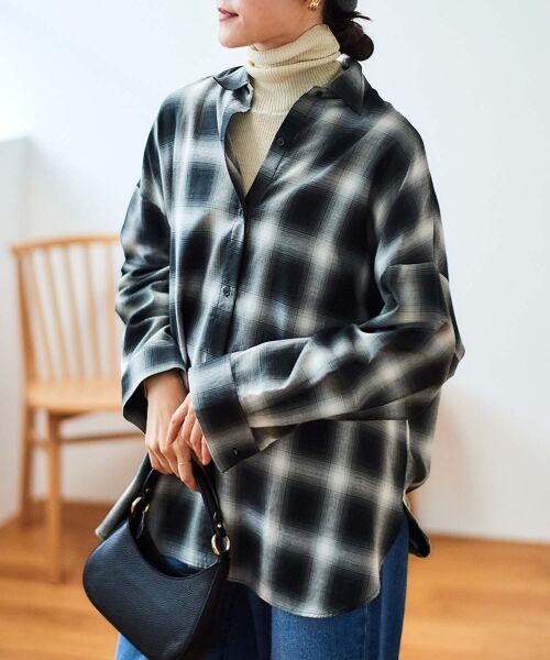 le.coeur blanc / ルクールブラン シャツ・ブラウス | 《手洗い可能》オンブレチェックオーバーシャツ | 詳細9