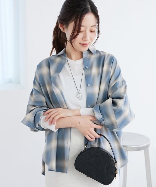le. coeur blanc/ルクールブラン オンブレチェックオーバーシャツ ブルー柄 38 le. coeur blanc/ルクールブラン オンブレチェックオーバーシャツ ブルー柄 38