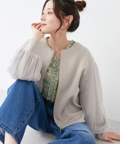 le.coeur blanc / ルクールブラン ブルゾン | 《手洗い可能》チュールスリーブダンボールブルゾン