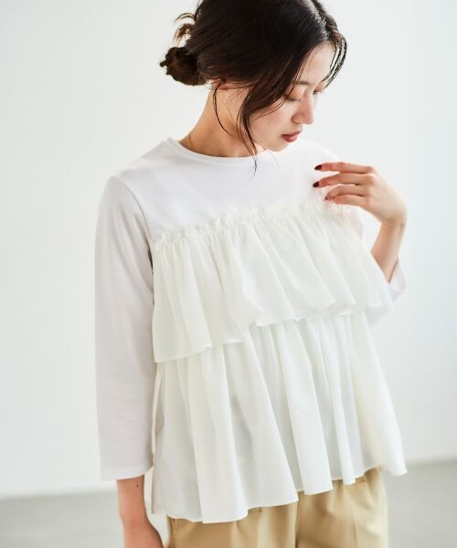 le. coeur blanc/ルクールブラン ビスチェライクドッキングプルオーバー ホワイト 38 le. coeur blanc/ルクールブラン ビスチェライクドッキングプルオーバー ホワイト 38