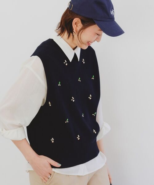 le.coeur blanc / ルクールブラン ベスト | 片畦ビジューニットベスト | 詳細12