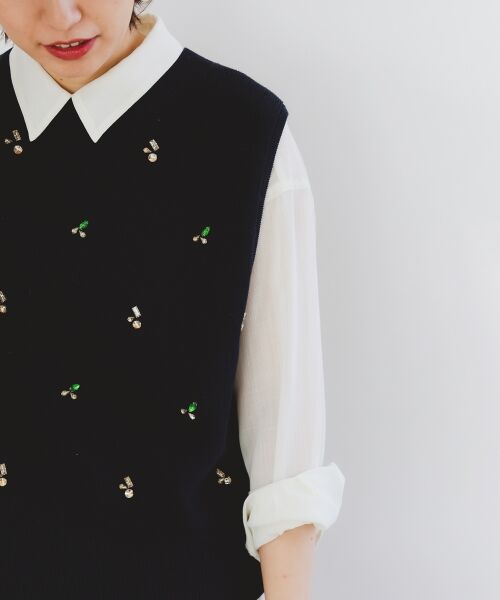le.coeur blanc / ルクールブラン ベスト | 片畦ビジューニットベスト | 詳細13