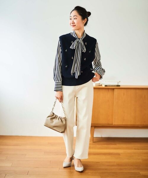 le.coeur blanc / ルクールブラン ベスト | 片畦ビジューニットベスト | 詳細15