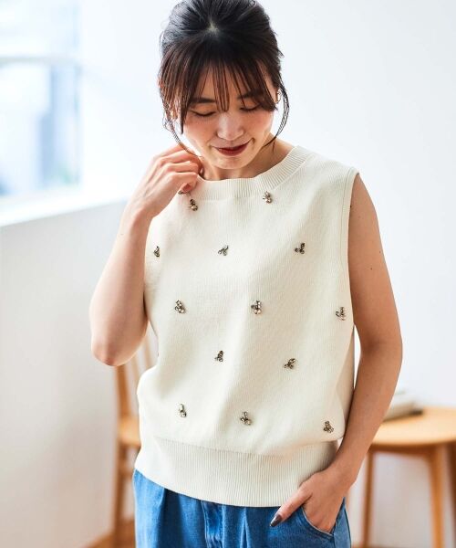 le.coeur blanc / ルクールブラン ベスト | 片畦ビジューニットベスト | 詳細27