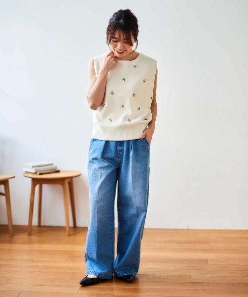 le.coeur blanc / ルクールブラン ベスト | 片畦ビジューニットベスト | 詳細29