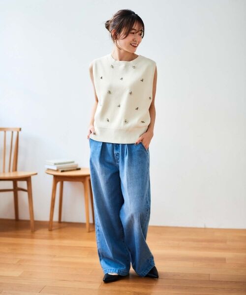 le.coeur blanc / ルクールブラン ベスト | 片畦ビジューニットベスト | 詳細30