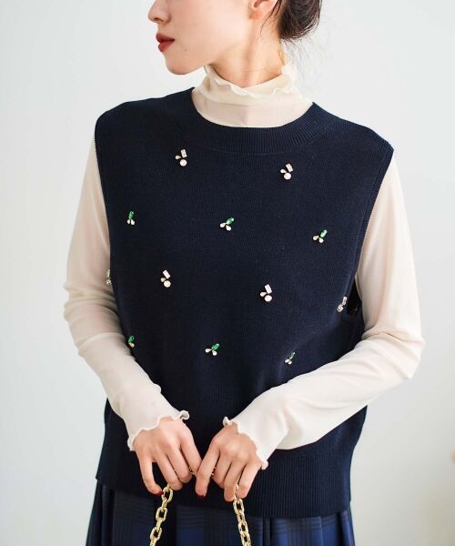 le.coeur blanc / ルクールブラン ベスト | 片畦ビジューニットベスト | 詳細5