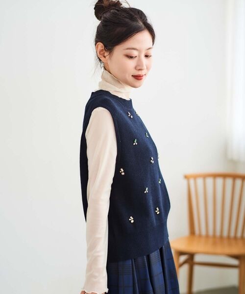 le.coeur blanc / ルクールブラン ベスト | 片畦ビジューニットベスト | 詳細6