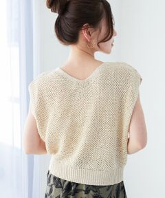 le.coeur blanc / ルクールブラン ベスト | 《手洗い可能》スパンコールメッシュ2WAYニットベスト