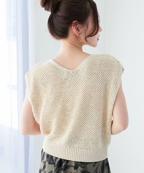 le. coeur blanc/ルクールブラン スパンコールメッシュ2WAYニットベスト アイボリー 38 le. coeur blanc/ルクールブラン スパンコールメッシュ2WAYニットベスト アイボリー 38