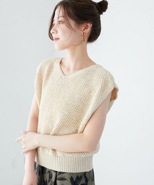 le.coeur blanc / ルクールブラン ベスト | 《手洗い可能》スパンコールメッシュ2WAYニットベスト | 詳細2