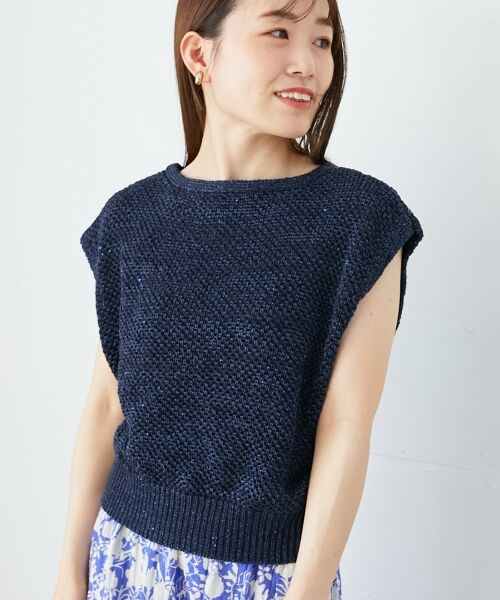 le.coeur blanc / ルクールブラン ベスト | 《手洗い可能》スパンコールメッシュ2WAYニットベスト | 詳細24