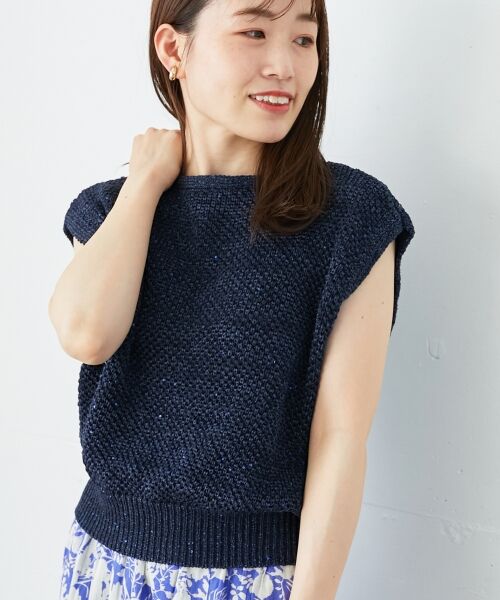 le.coeur blanc / ルクールブラン ベスト | 《手洗い可能》スパンコールメッシュ2WAYニットベスト | 詳細26