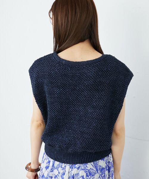 le.coeur blanc / ルクールブラン ベスト | 《手洗い可能》スパンコールメッシュ2WAYニットベスト | 詳細29