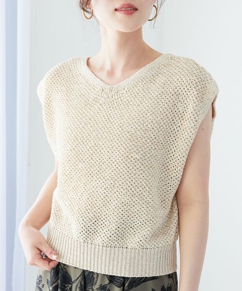 le.coeur blanc / ルクールブラン ベスト | 《手洗い可能》スパンコールメッシュ2WAYニットベスト | 詳細3