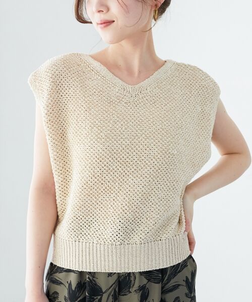 le.coeur blanc / ルクールブラン ベスト | 《手洗い可能》スパンコールメッシュ2WAYニットベスト | 詳細4