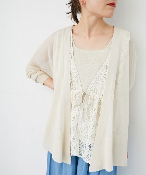 le.coeur blanc / ルクールブラン カーディガン・ボレロ | 《手洗い可能》シアーミドル丈カーディガン | 詳細12