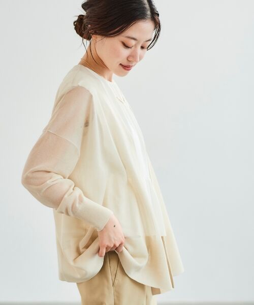 le.coeur blanc / ルクールブラン カーディガン・ボレロ | 《手洗い可能》シアーミドル丈カーディガン | 詳細3