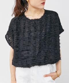 le.coeur blanc / ルクールブラン シャツ・ブラウス | シアーフリンジフレンチスリーブブラウス