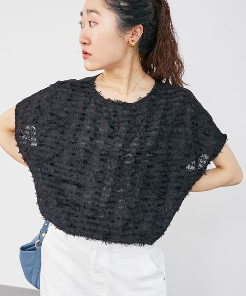 le.coeur blanc / ルクールブラン シャツ・ブラウス | シアーフリンジフレンチスリーブブラウス | 詳細17