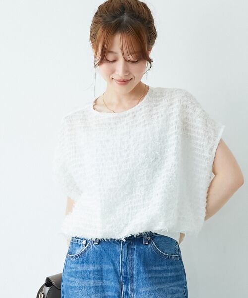 le.coeur blanc / ルクールブラン シャツ・ブラウス | シアーフリンジフレンチスリーブブラウス | 詳細2