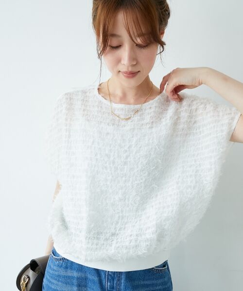 le.coeur blanc / ルクールブラン シャツ・ブラウス | シアーフリンジフレンチスリーブブラウス | 詳細3