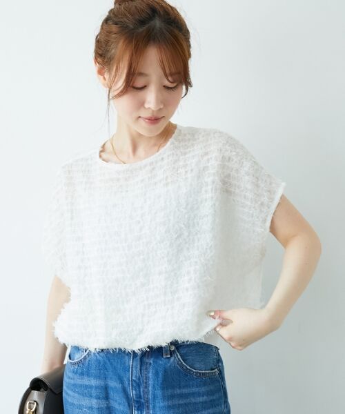 le.coeur blanc / ルクールブラン シャツ・ブラウス | シアーフリンジフレンチスリーブブラウス | 詳細5