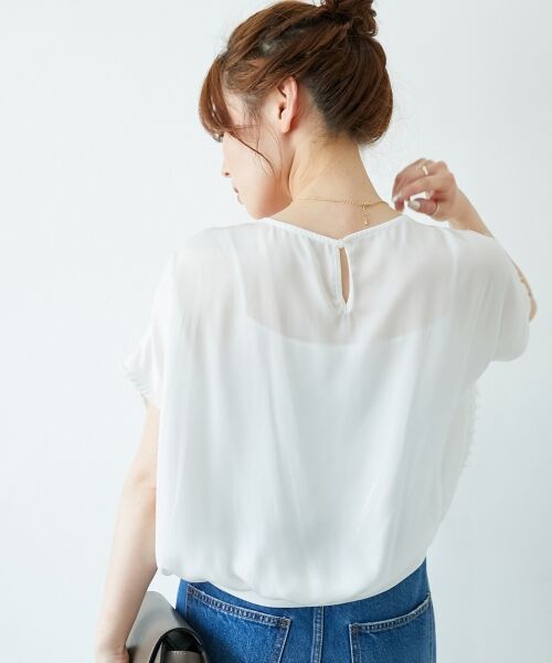 le.coeur blanc / ルクールブラン シャツ・ブラウス | シアーフリンジフレンチスリーブブラウス | 詳細8
